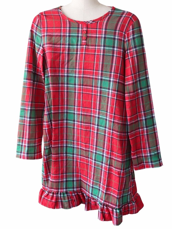 Jammies For Your Families Other - Red Green Plaid Button-Neck Ruffle dress size 14/16 girls